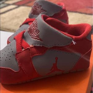 Red Jordan Crib shoes size 2c
